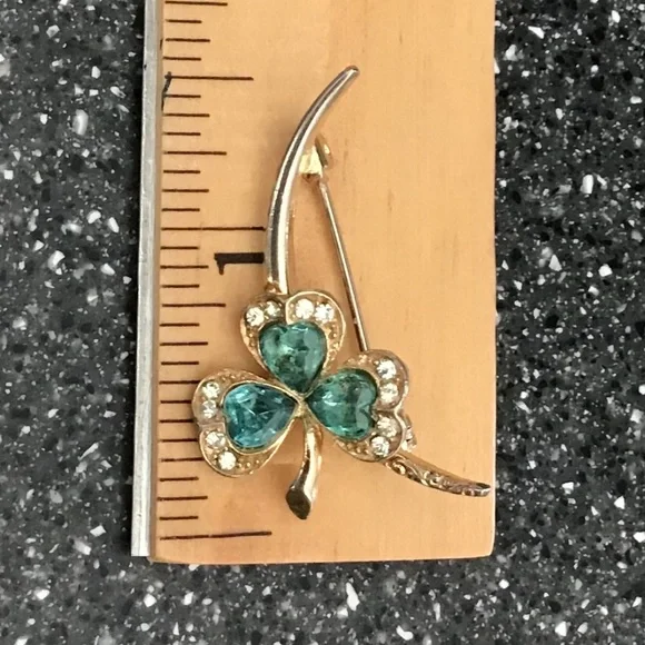 Vintage Clover Leaf Pin Brooch Gold Tone - Picture 12 of 12